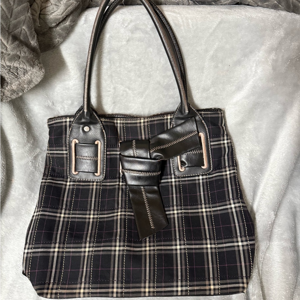 Tommy Hilfiger Bow Lock Plaid Purse